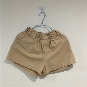 High-Rise Paperbag Waist Women’s Shorts — Tan